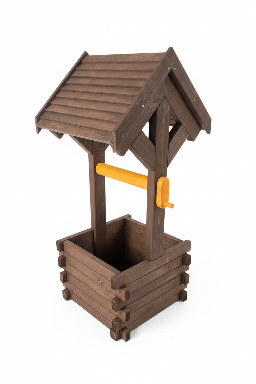 Wooden Wishing Well Planter – Handcrafted Garden Feature