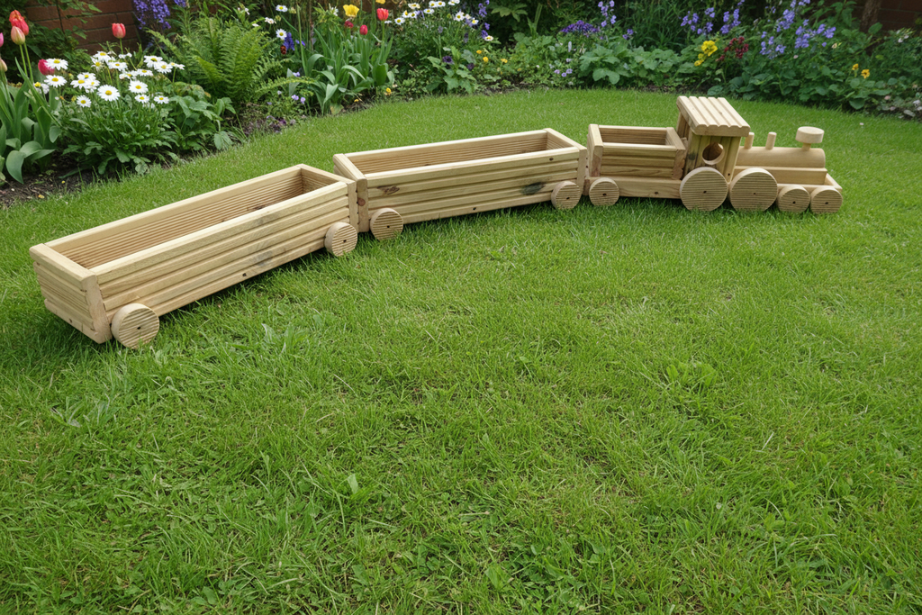 Wooden Train Planter Garden Decoration | FRYDECO