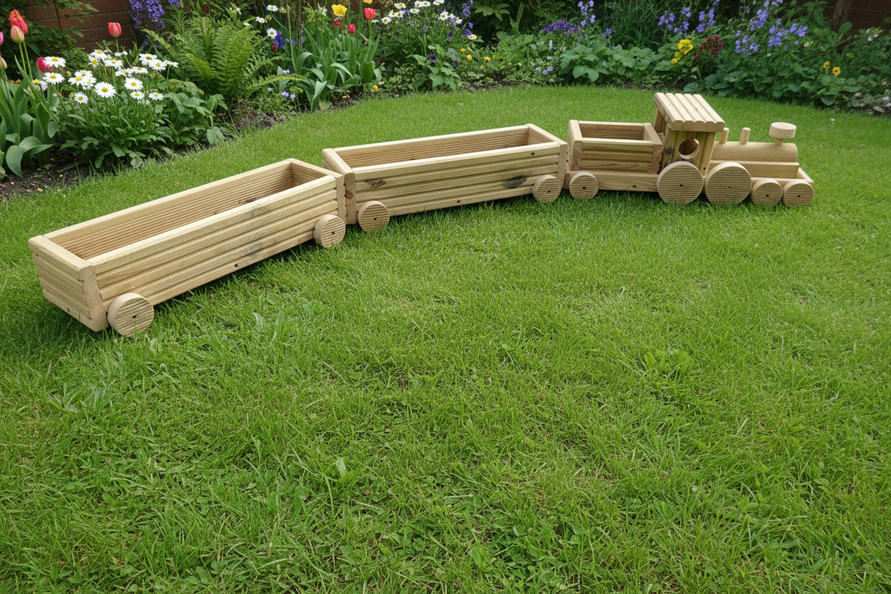 Wooden Train Planter Garden Decoration | FRYDECO