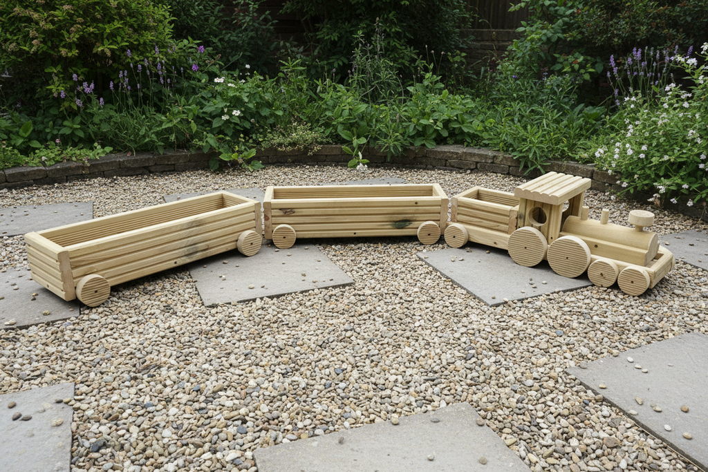 Wooden Train Planter Garden Decoration | FRYDECO