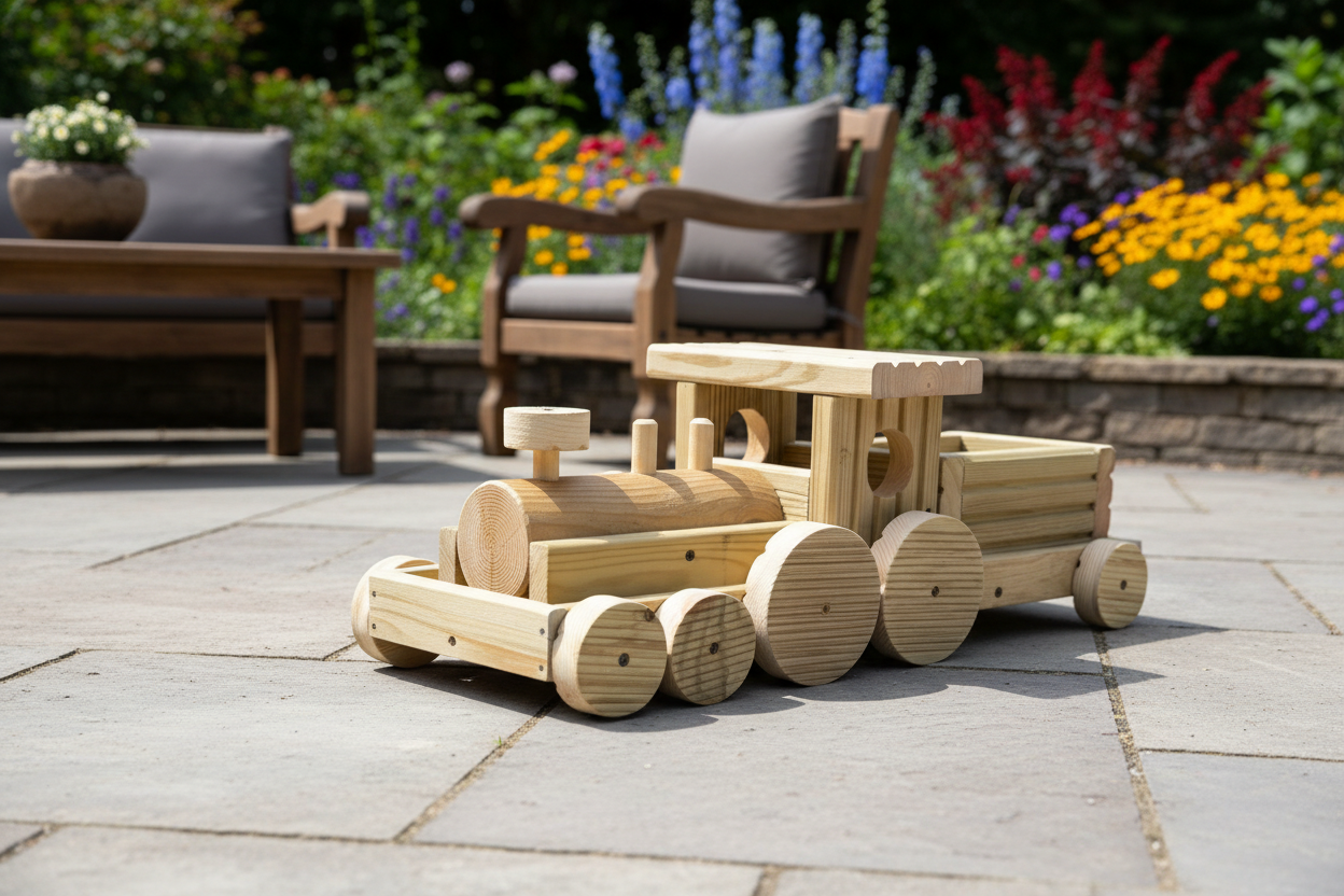 Wooden Train Planter Garden Decoration | FRYDECO