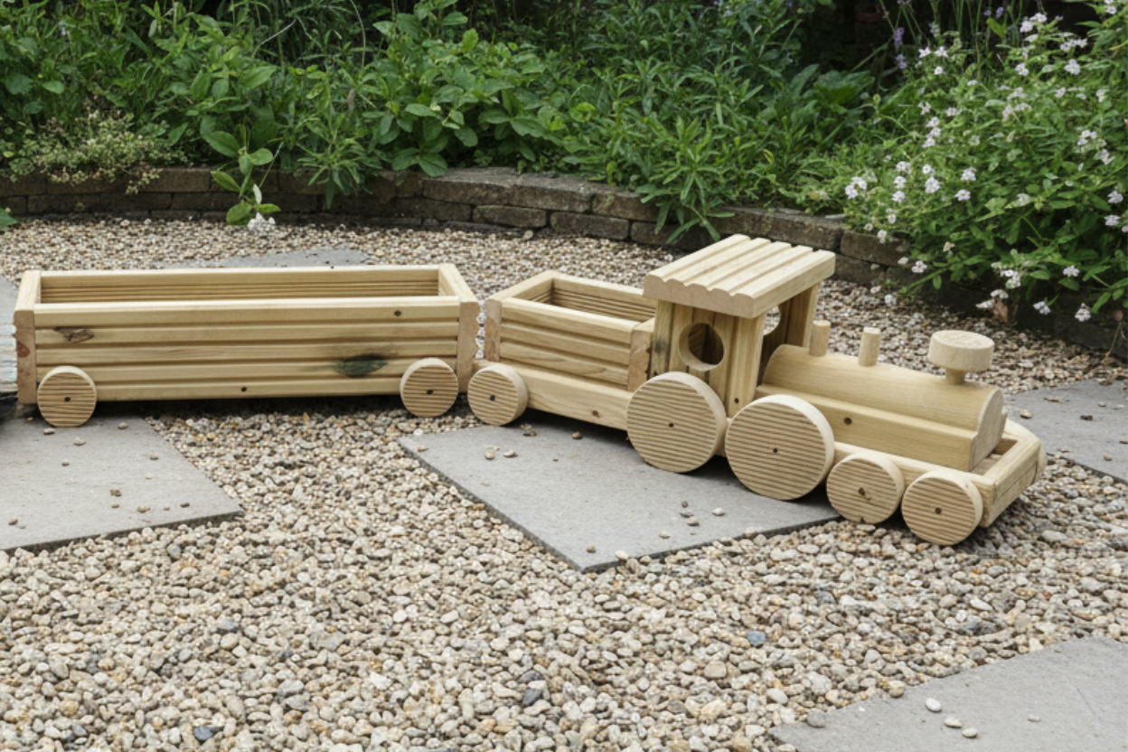 Wooden Train Planter Garden Decoration | FRYDECO