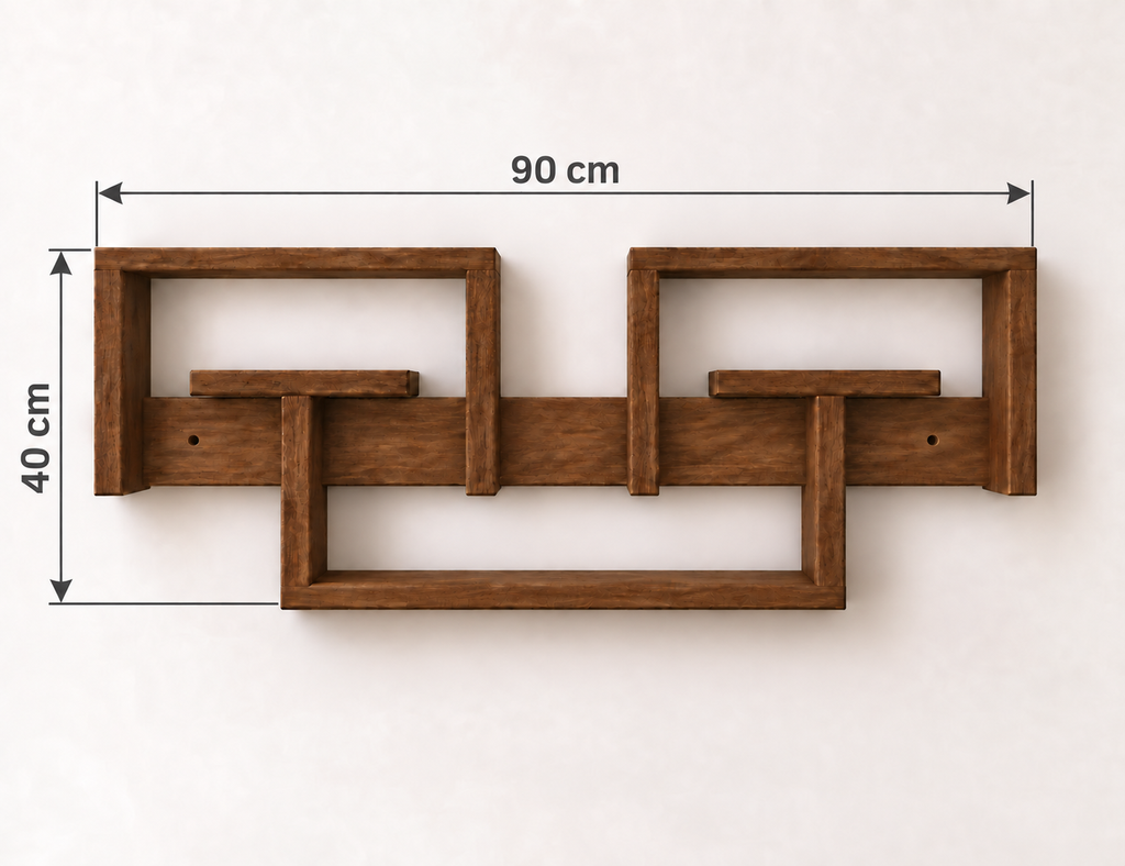 Interlocking Wooden Wall Shelf – Large Pine Display Shelf