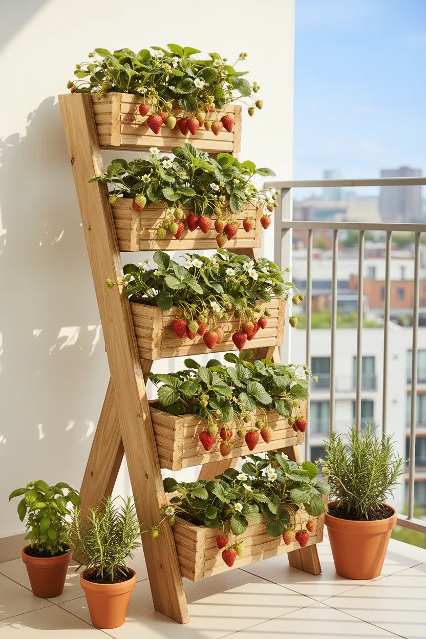 5-Tier Wooden Planter Stand - Garden Plant Display Stand | FRYDECO