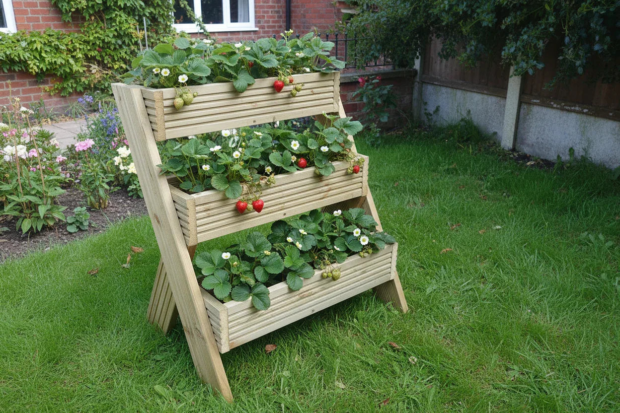 3-Tier Wooden Planter Stand - Garden Plant Display Stand | FRYDECO - FRYDECO 