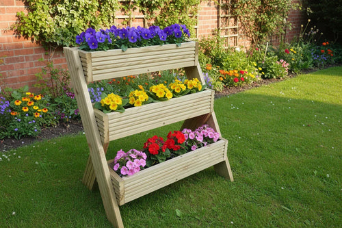 3-Tier Wooden Planter Stand - Garden Plant Display Stand | FRYDECO - FRYDECO 