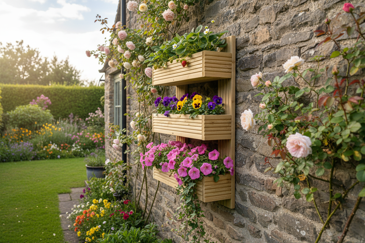 Vertical 3-Tier Wall Planter - Wooden Garden Planter | FRYDECO