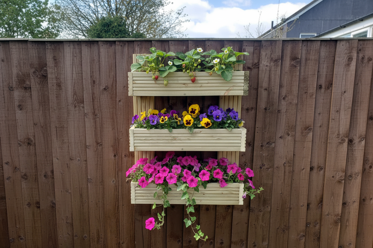 Vertical 3-Tier Wall Planter - Wooden Garden Planter | FRYDECO