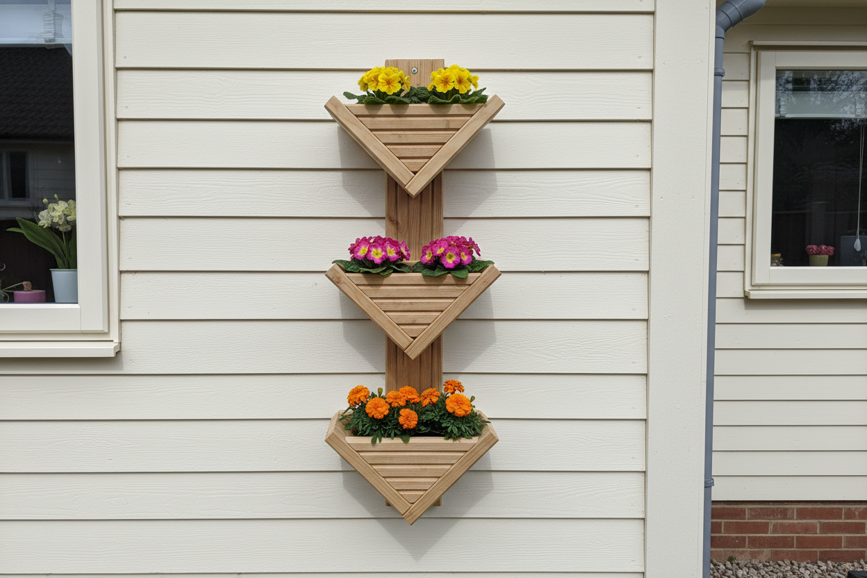 Diamond-Shaped Wall Planter 3 Tier - Geometric Garden Planter | FRYDECO