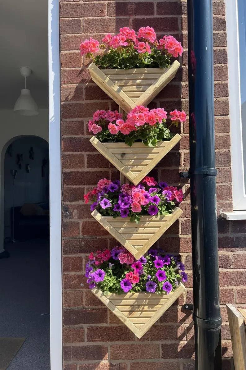 Diamond-Shaped Wall Planter 4 Tier - Geometric Garden Planter | FRYDECO