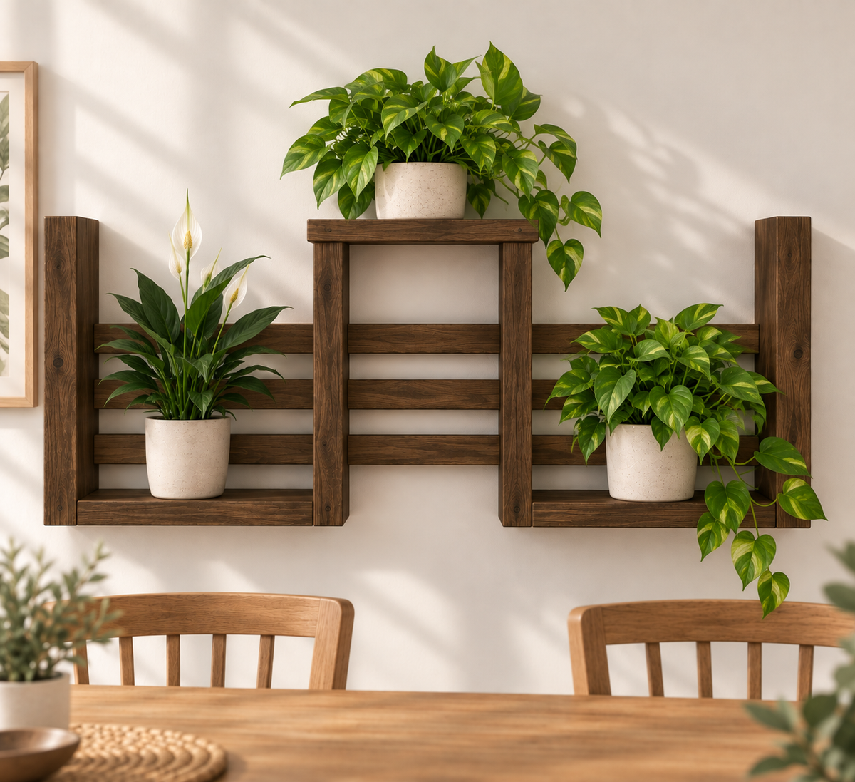 Handmade Multi-Level Pine Wall Shelf 90cm
