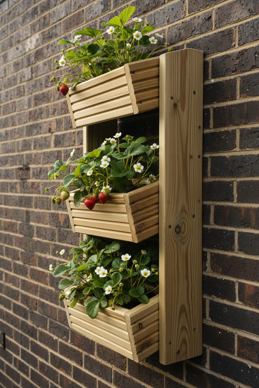 Cascading 3-Tier Wall Planter - Angled Wooden Garden Planter | FRYDECO