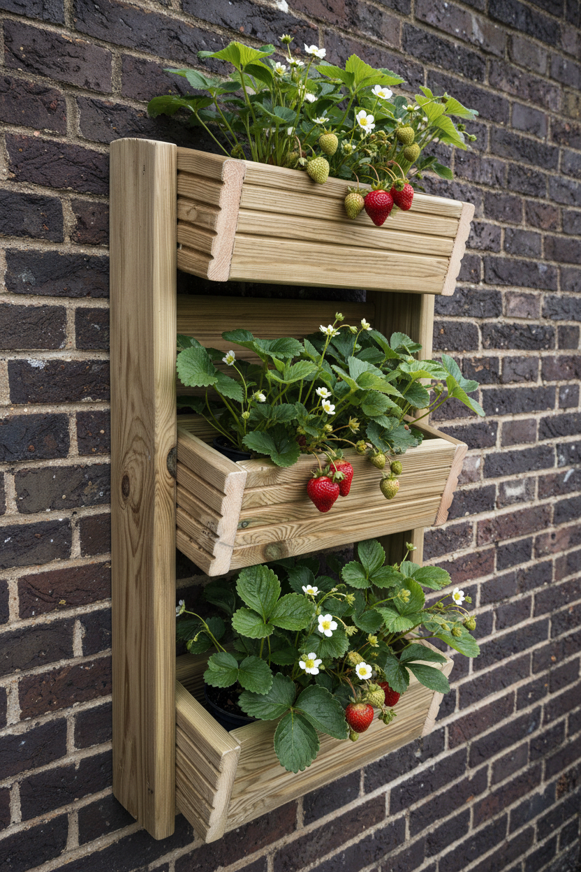 Cascading 3-Tier Wall Planter - Angled Wooden Garden Planter | FRYDECO