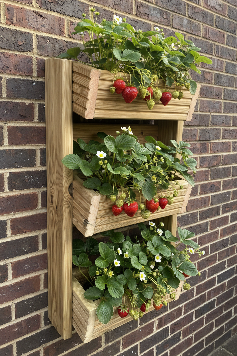 Cascading 3-Tier Wall Planter - Angled Wooden Garden Planter | FRYDECO