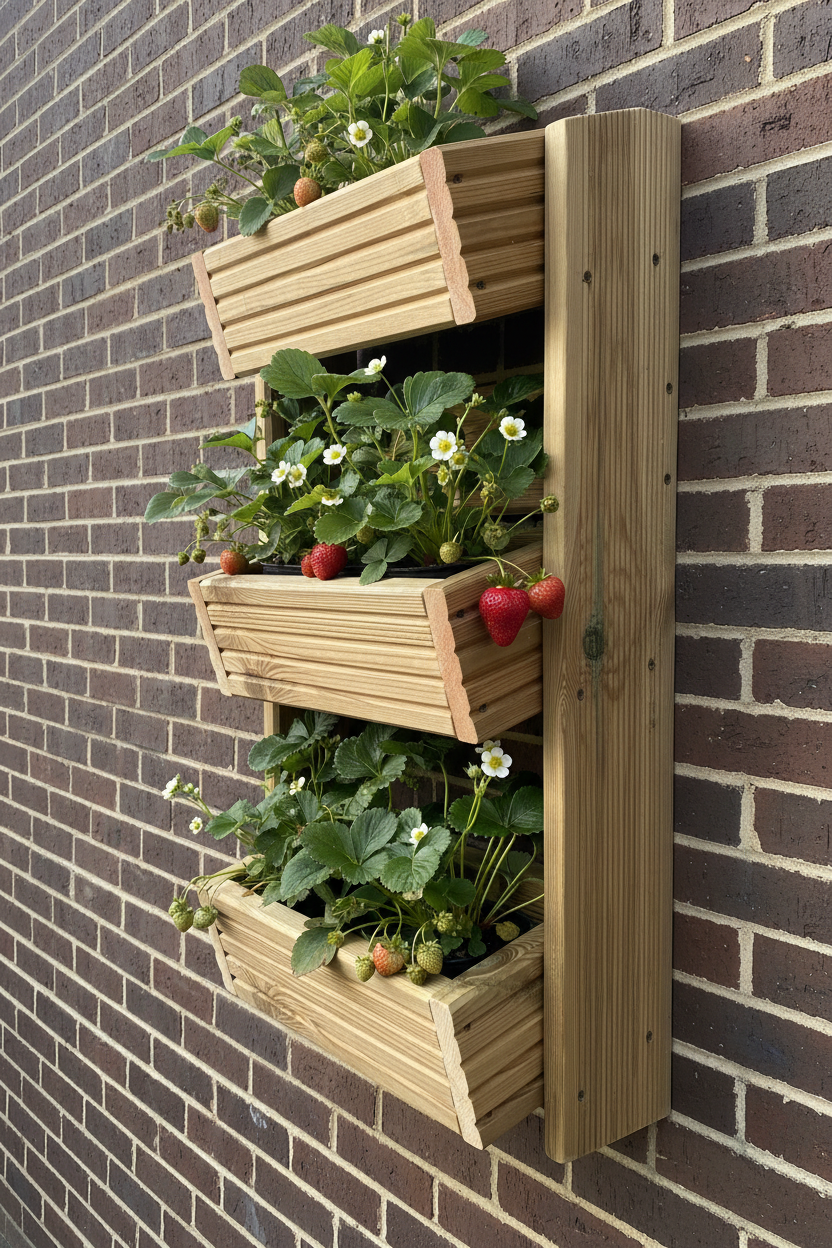 Cascading 3-Tier Wall Planter - Angled Wooden Garden Planter | FRYDECO