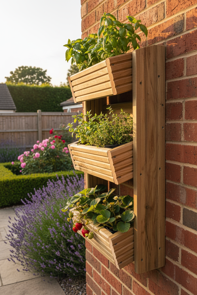 Cascading 3-Tier Wall Planter - Angled Wooden Garden Planter | FRYDECO
