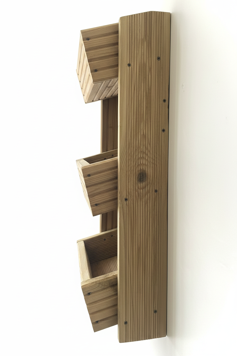 Cascading 3-Tier Wall Planter - Angled Wooden Garden Planter | FRYDECO