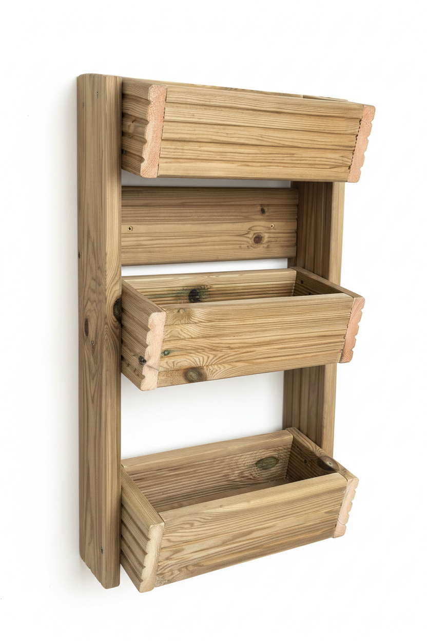 Cascading 3-Tier Wall Planter - Angled Wooden Garden Planter | FRYDECO