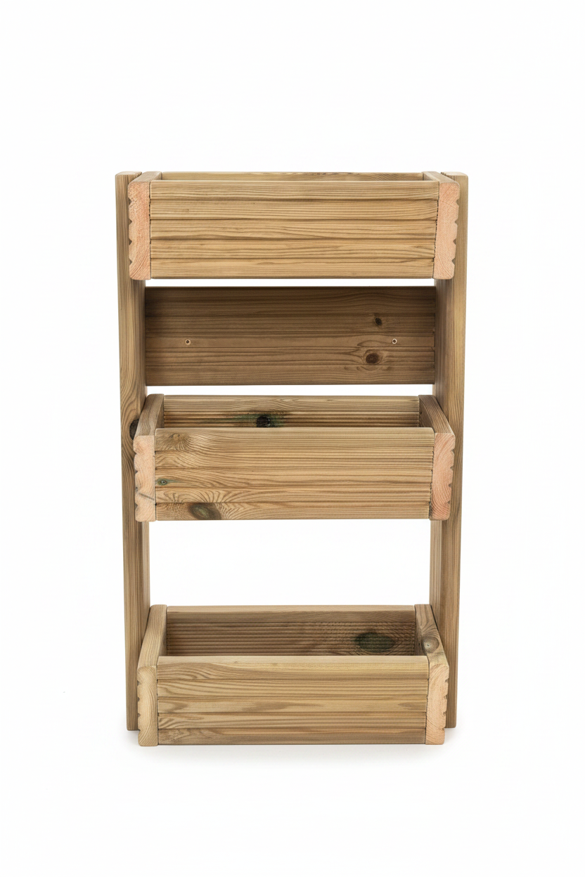 Cascading 3-Tier Wall Planter - Angled Wooden Garden Planter | FRYDECO