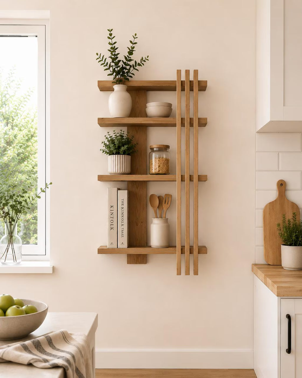 Modern Geometric Pine Shelf – Handmade Minimalist Floating Storage FRYDECO