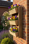 Cascading 3-Tier Wall Planter - Angled Wooden Garden Planter | FRYDECO