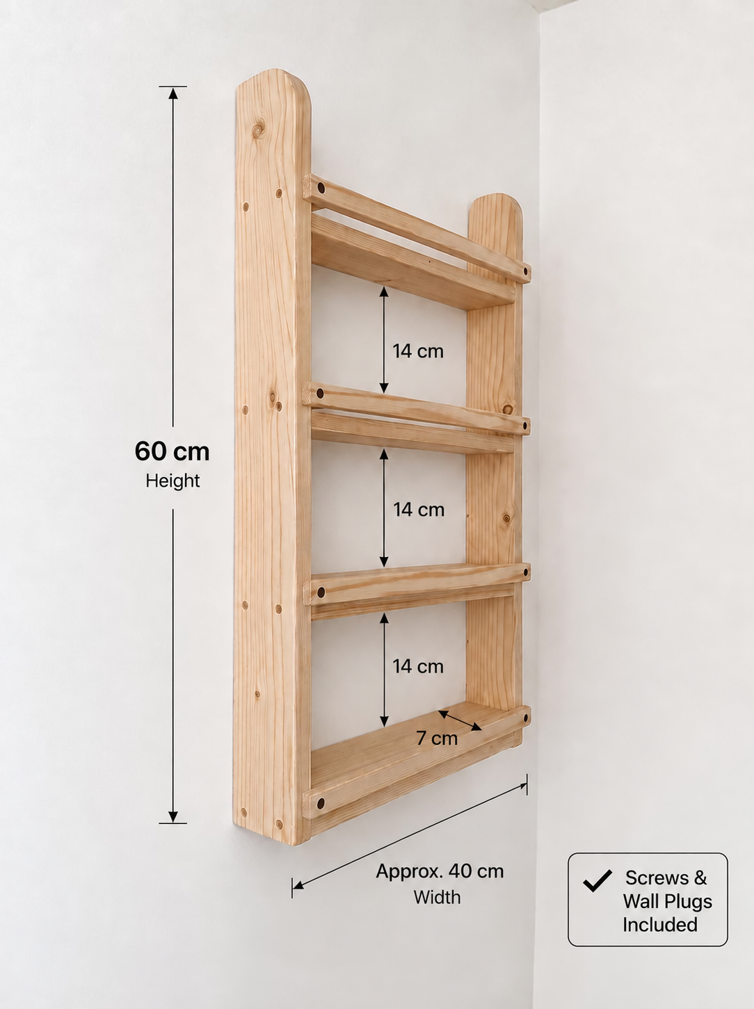 Wooden Spice Rack | Handmade Wall Mounted Spice Shelf | Rustic Kitchen Storage | Solid Spice Organizer | Farmhouse Kitchen Decor