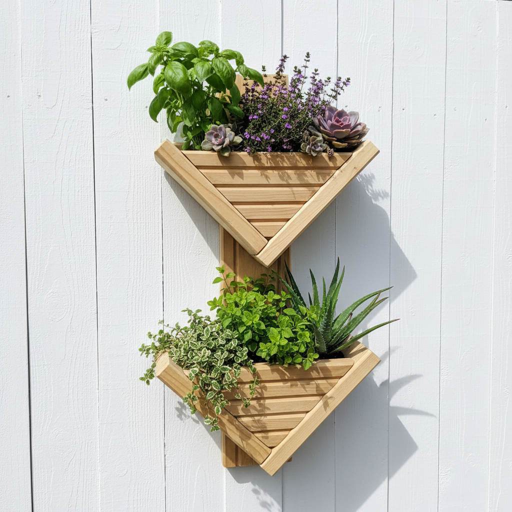 Diamond-Shaped Wall Planter 2 Tier - Geometric Garden Planter | FRYDECO